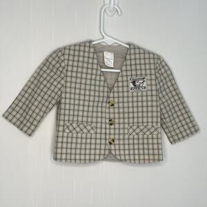Vintage Khaki And Navy Plaid Sport Jacket Size 12M